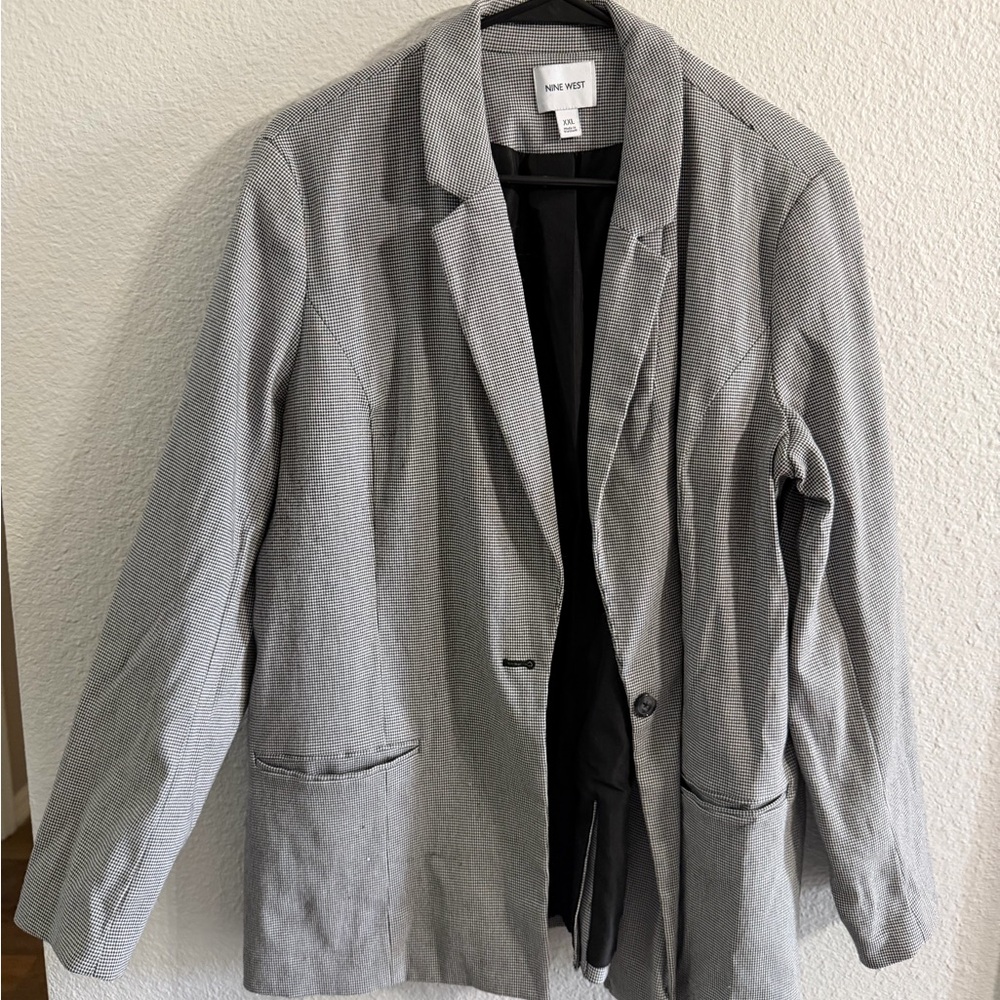 Nine West Black and White Checkered Blazer